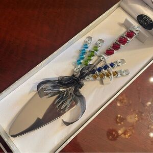 Wild Eye Designs Cake Serving Set 5 Piece Multicolor Beaded Silver